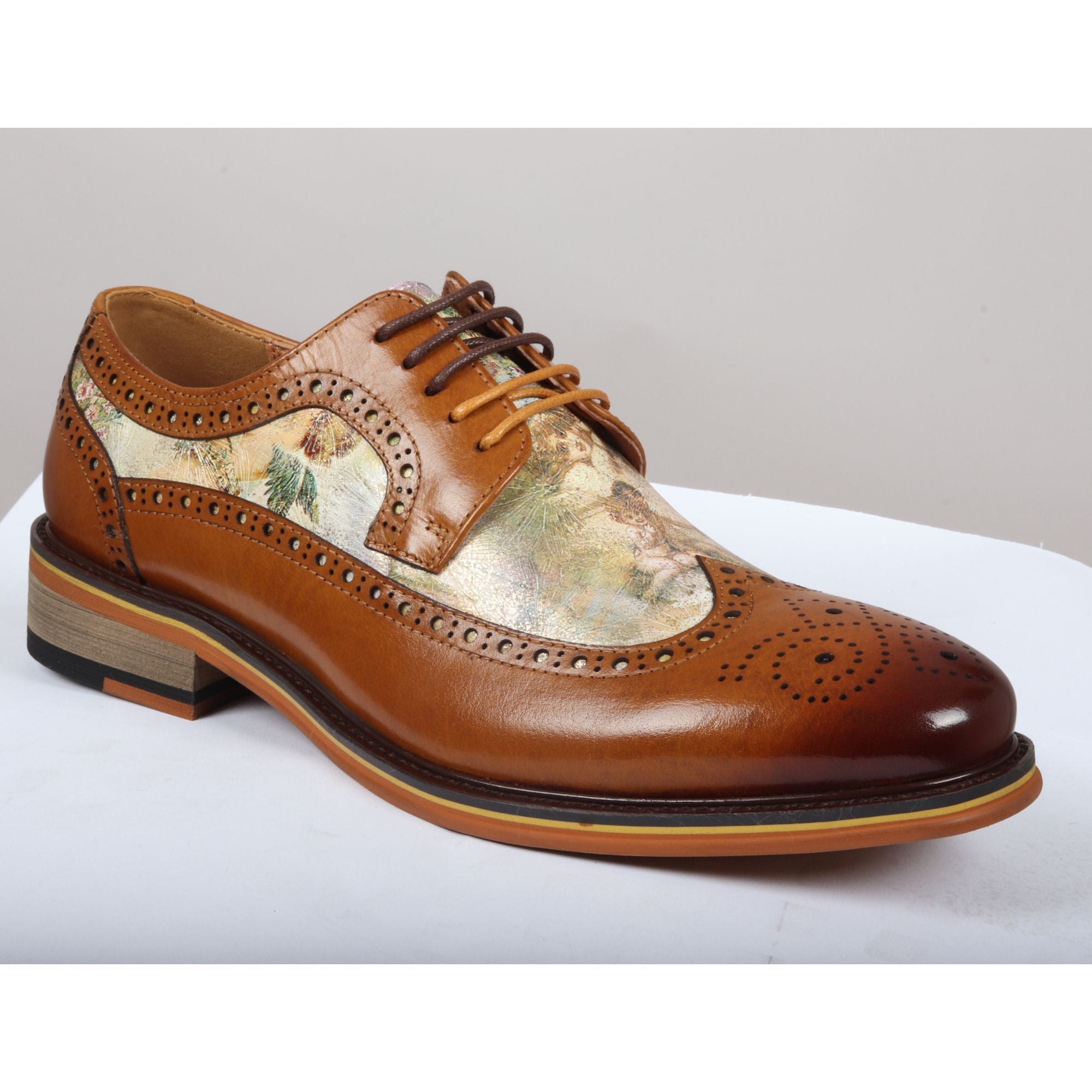 Туфли-оксфорды Scott Iconic Print Leather Brogue на шнуровке для торжественного вечера Justin Reess, коричневый — фото 3