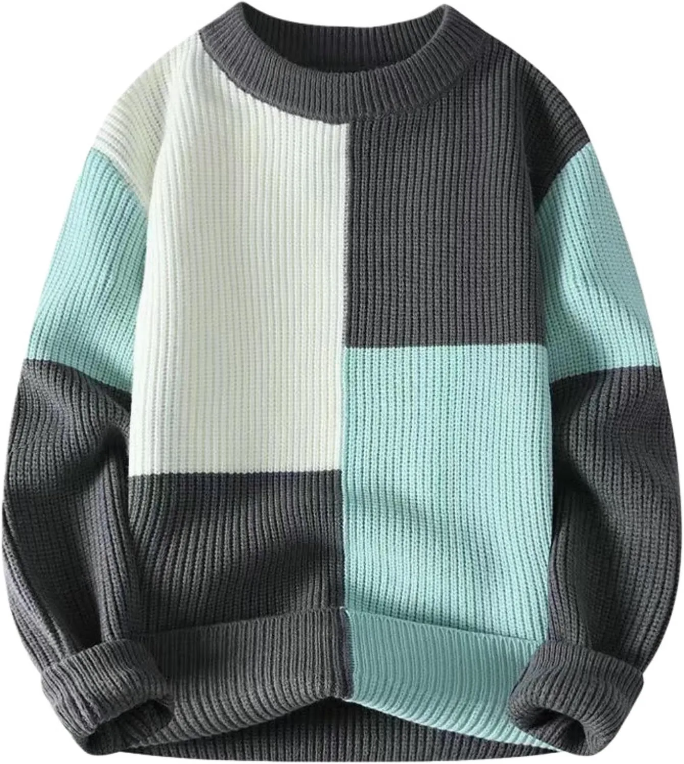 

Мужской зимний трендовый свитер с цветными блоками FOLKFOLD