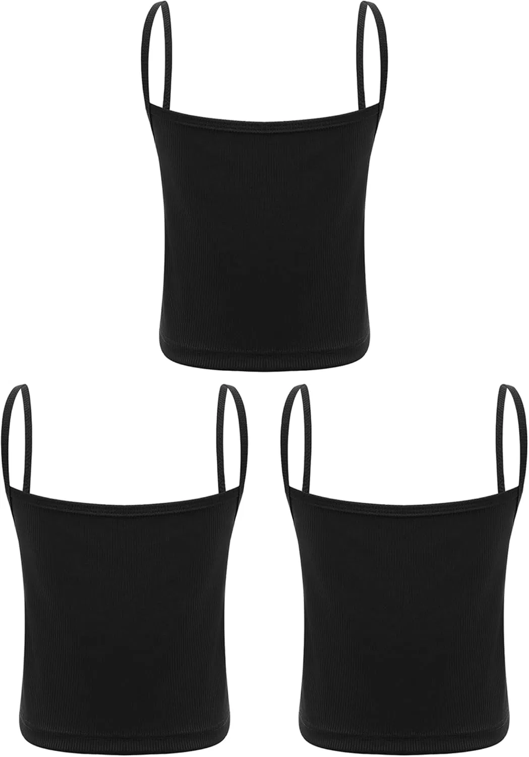 Детский топ на бретелях, ribbed, Jugaoge, 3 шт, Black — фото 2