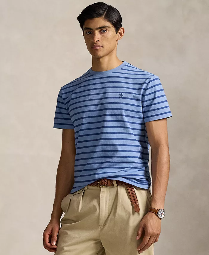 

Мужская классическая полосатая футболка из хлопкового джерси Polo Ralph Lauren, синий