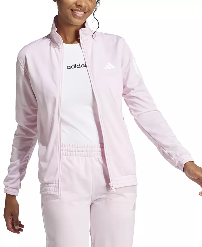 Женская трикотажная куртка Track Jacket с тремя полосками adidas, розовый — фото 3
