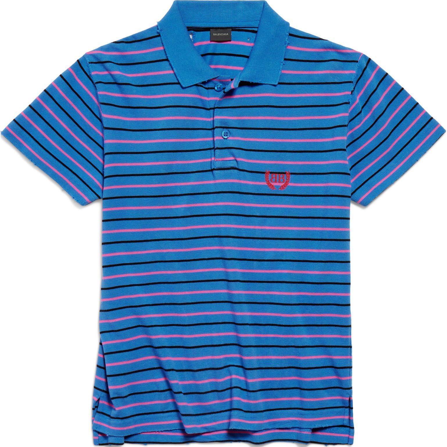 

Поло с коротким рукавом в полоску Balenciaga, синий
