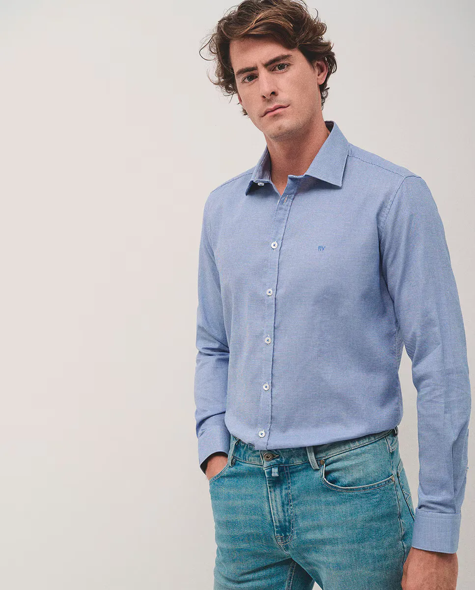 

Мужская приталенная структурированная спортивная рубашка Roberto Verino, бирюзовый