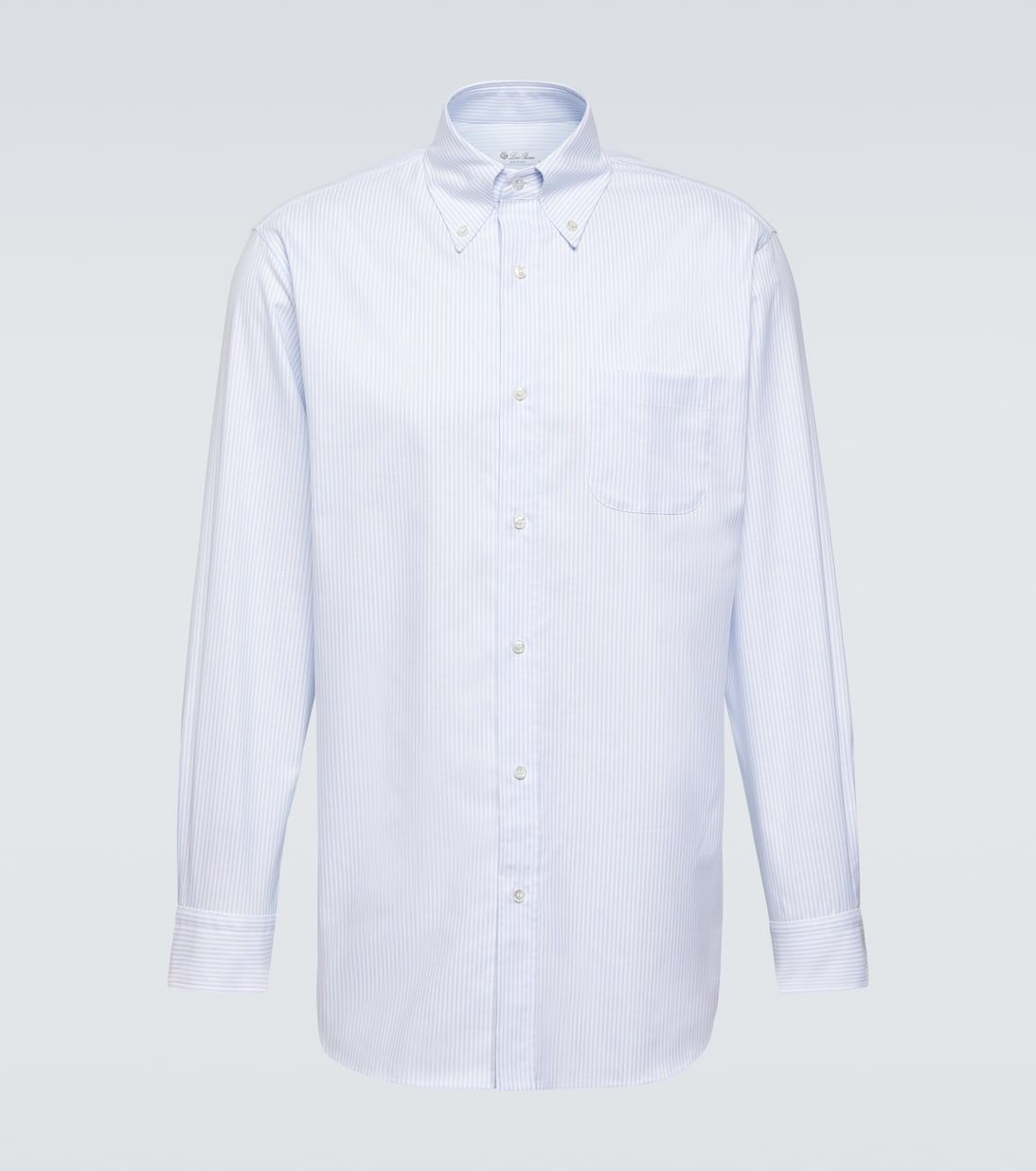 

Оксфордская рубашка из хлопка в полоску Agui Loro Piana, White/Striped