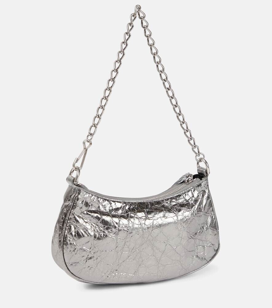 Кожаная сумка через плечо Le Cagole Mini Balenciaga, серебряный — фото 4