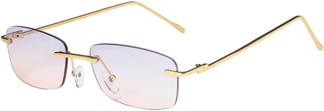 

Солнцезащитные очки с защитой UV400 | Безрамочная металлическая оправа | для женщин и мужчин, для занятий спортом на открытом воздухе и вождения DSVIGF, Gold Purple Pink