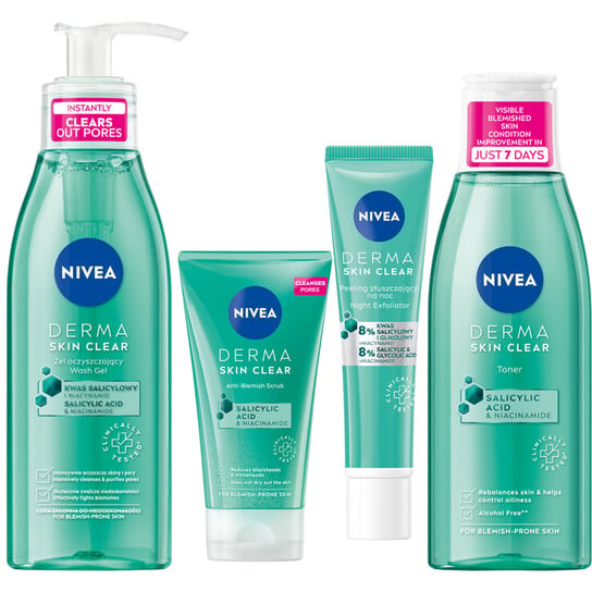 

Набор косметики по уходу за лицом, 4 шт. Nivea, Derma Skin Clear