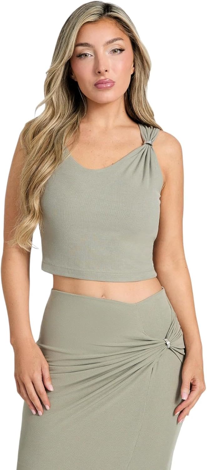 

GUESS Женская короткая футболка Eco Aimee Jewel Drap, Mossy Green, Зеленый, GUESS Женская короткая футболка Eco Aimee Jewel Drap, Mossy Green