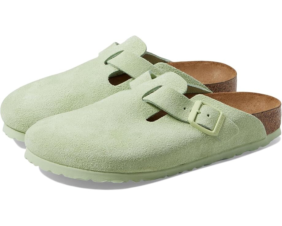 

Сабо Birkenstock Boston Soft Footbed - Suede, цвет Faded Lime
