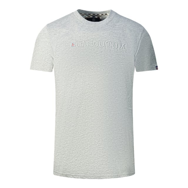 

Футболка с тисненым логотипом бренда серая Aquascutum, серый