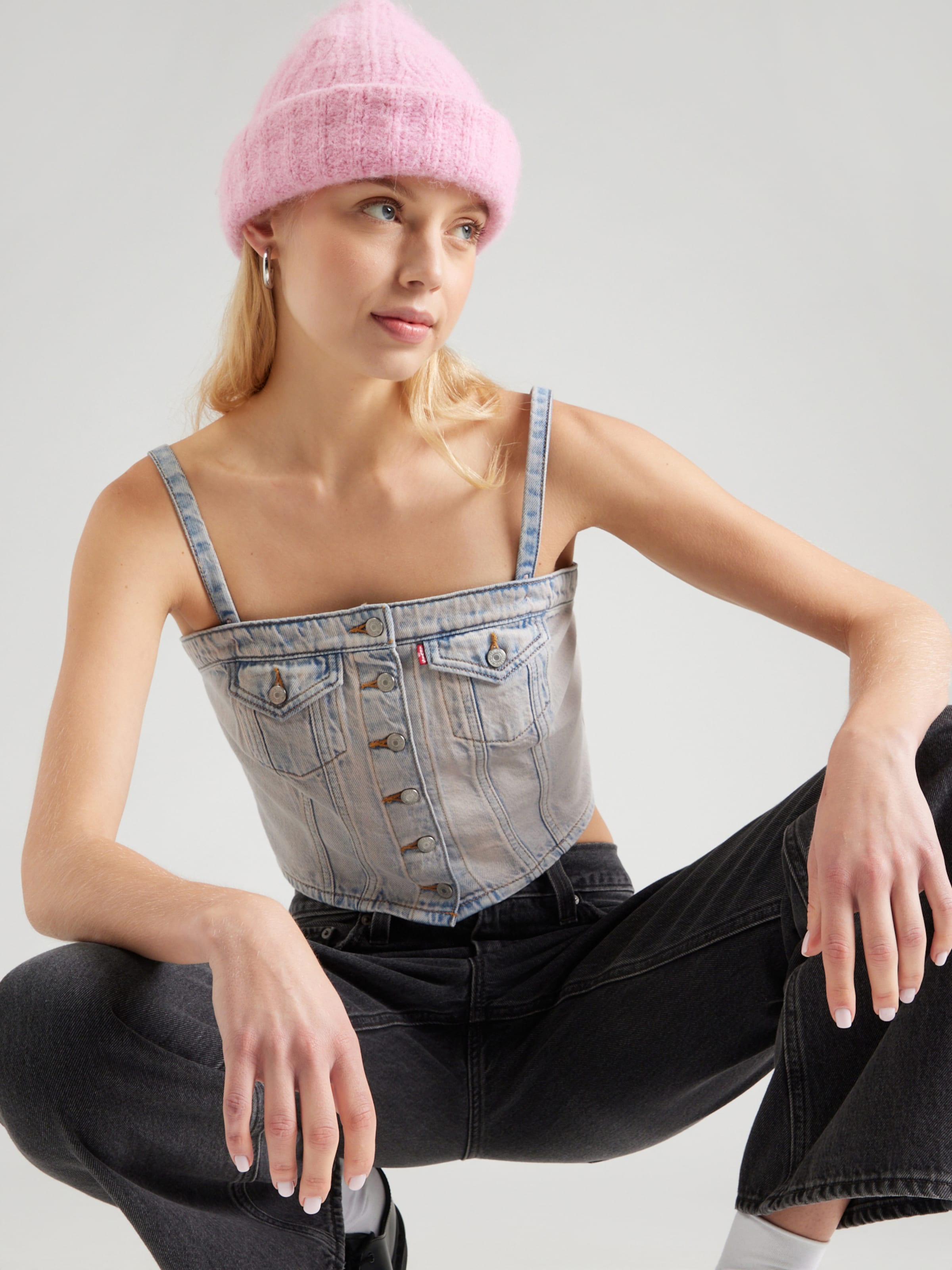 LEVI'S  Топ 'Denim Tube Top' в светло-голубом цвете — фото 3