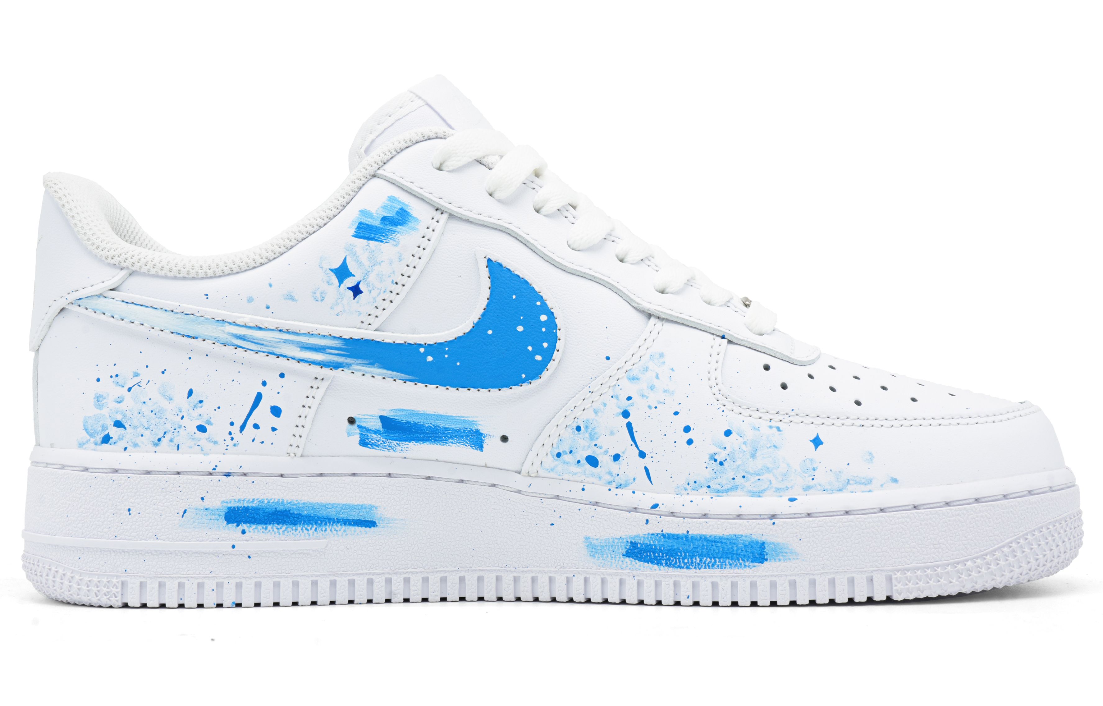 Nike Кроссовки для скейтбординга Air Force 1 Fun Graffiti Low top для подростков бело-синие — фото 3