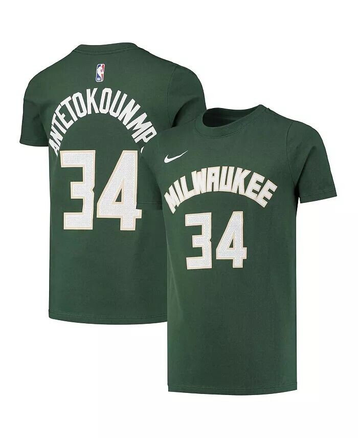 

Футболка Big Boys Giannis Antetokounmpo Hunter Green с логотипом «Милуоки Бакс» и номером Nike, зеленый