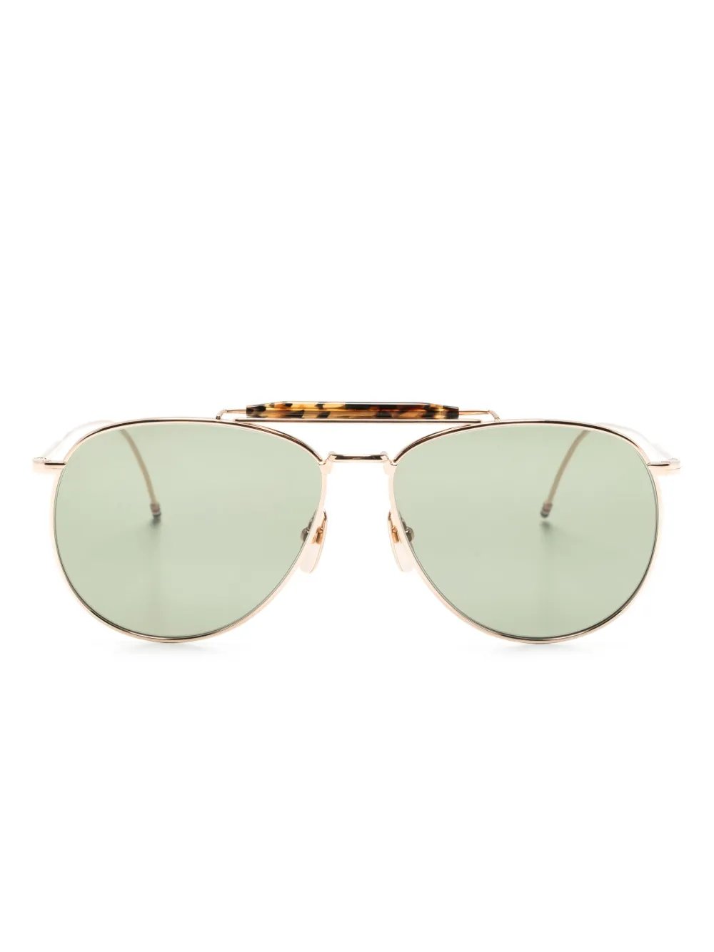 

Солнцезащитные очки-пилоты в оправе черепаховой расцветки Thom Browne Eyewear, золотой