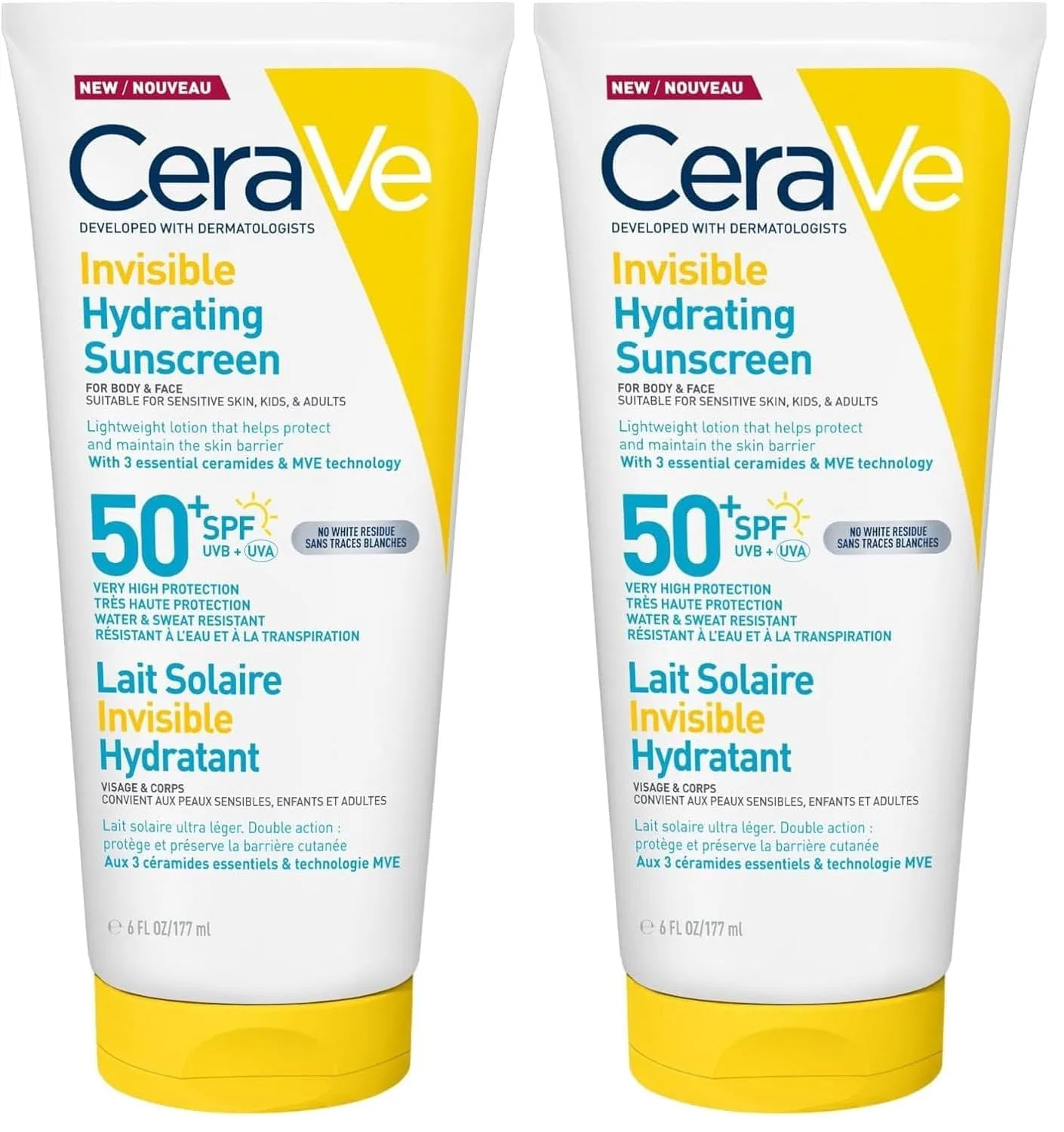 Невидимая увлажняющая солнцезащита CeraVe SPF 50+, 2 шт. Cerave