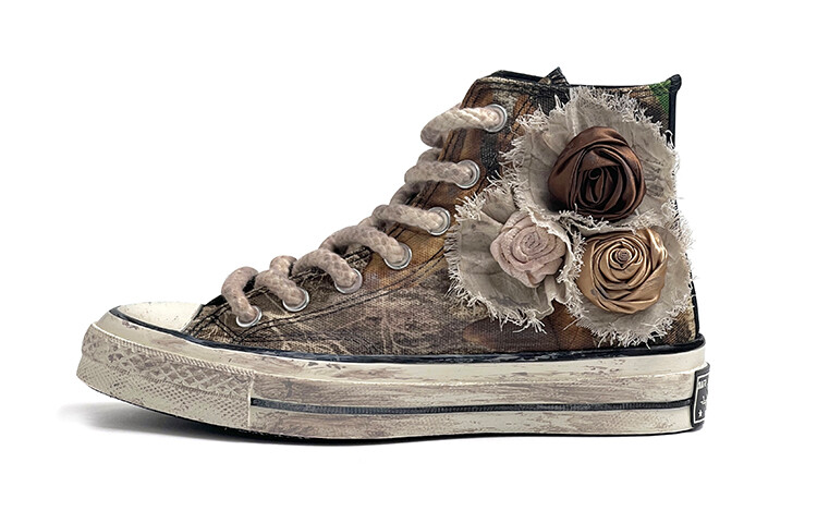 

1970-е годы. Кеды унисекс с высоким берцем, коричневые/серые. Converse