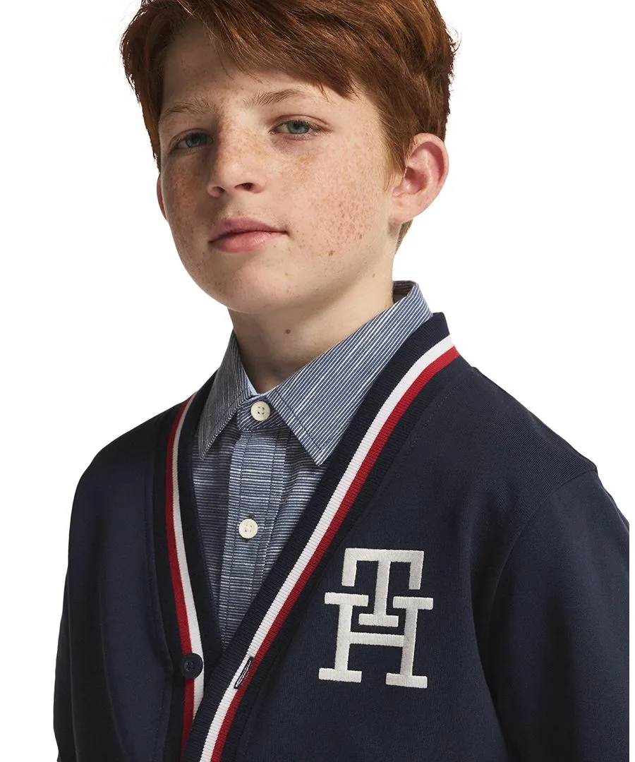 Детский кардиган с V-образным вырезом, размер 8-20, для мальчиков Tommy Hilfiger, темно-синий blazer — фото 3