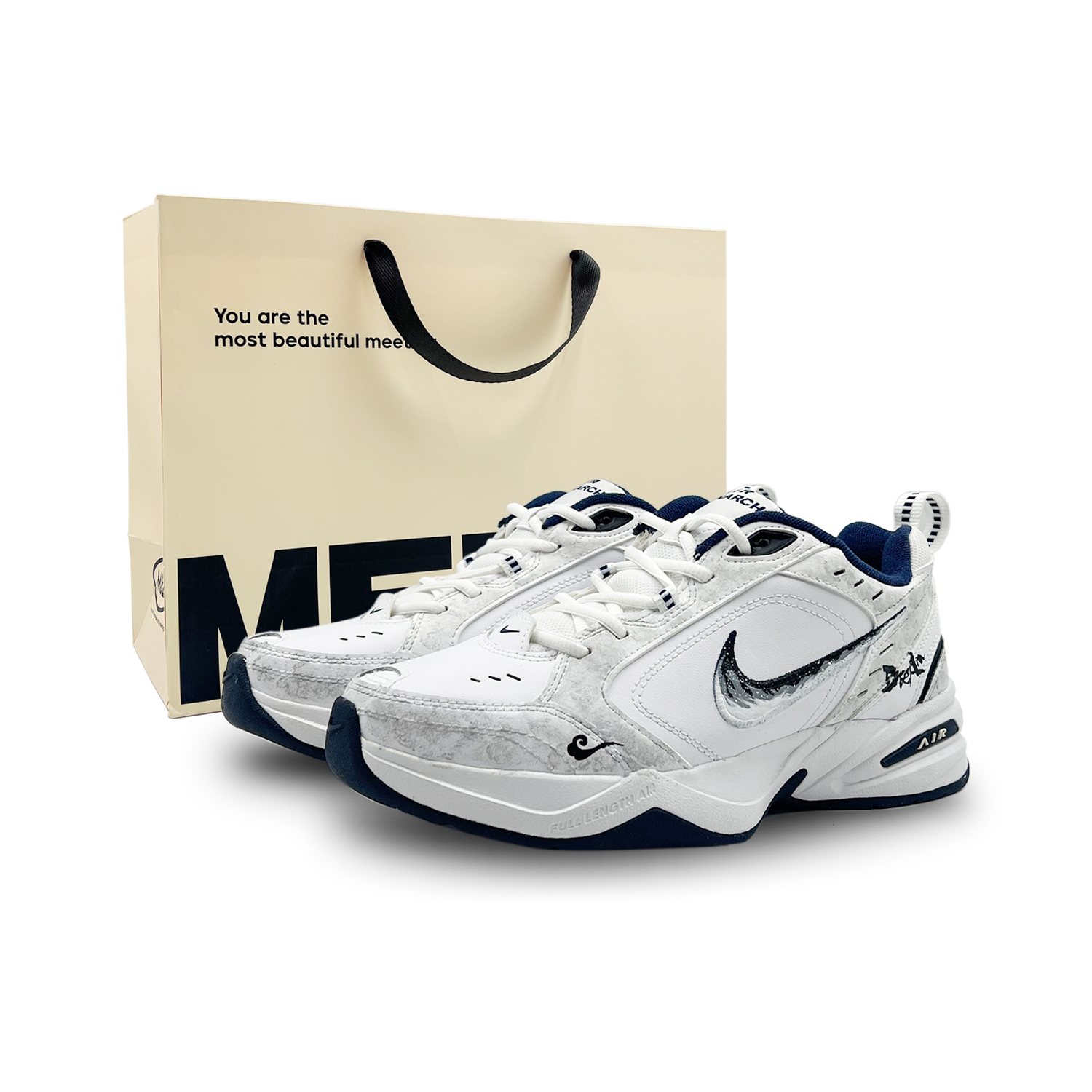 

Nike Кроссовки Air Monarch 4 Chunky Unisex Low top White Blue/White Gray