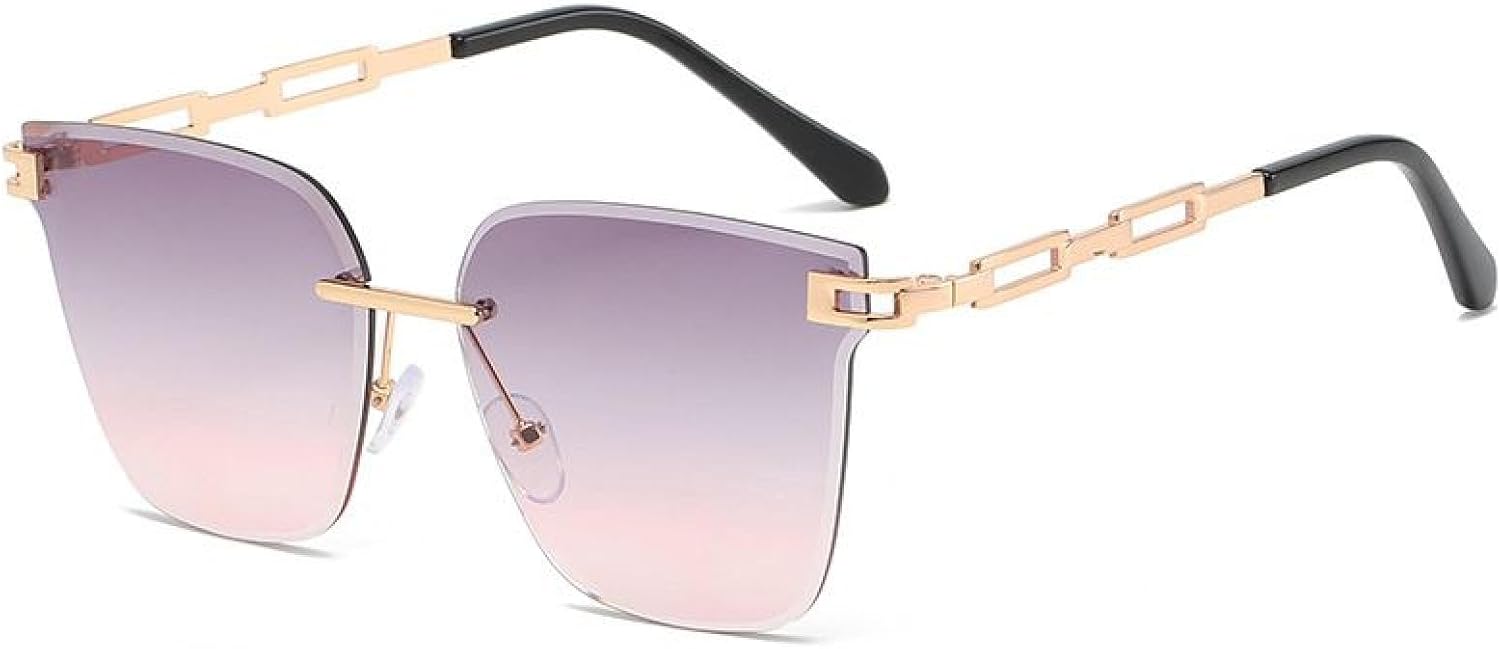 

Женские солнцезащитные очки «Кошачий глаз»: роскошные безрамочные солнцезащитные очки для женщин, модные серые очки для вождения с защитой от УФ-излучения UV400 TKKTLLT, Grey Pink