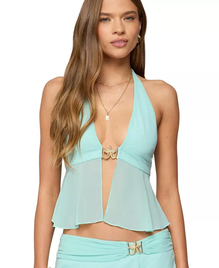 

Женский топ Sea Star с разрезом спереди Edikted, синий