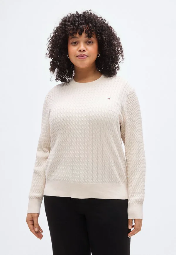 Свитер с круглым вырезом и косами Tommy Hilfiger Curve, Ivory Petal