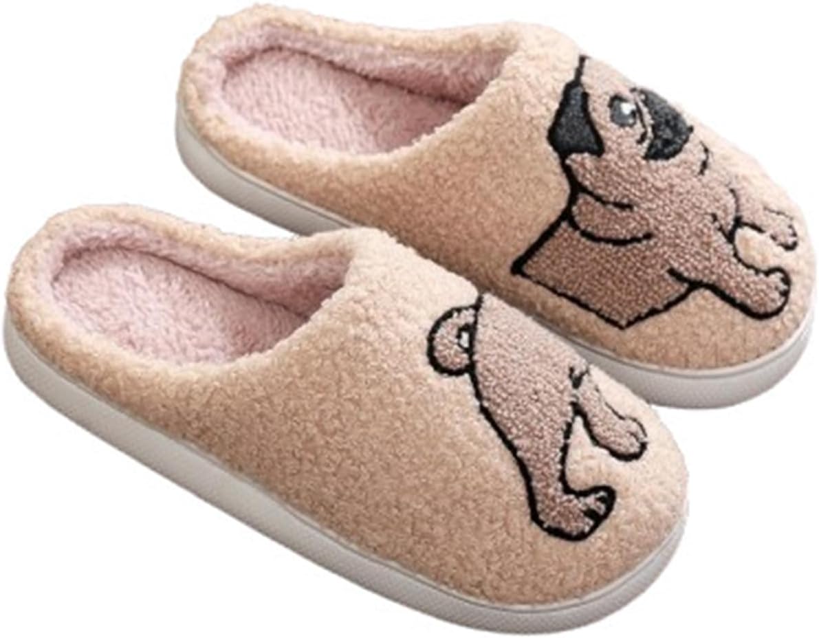

Женские и мужские пушистые тапочки с рисунком кошек и собак, мультяшные домашние тапочки с мягкой мемори-пеной, уютные плюшевые тапочки для пары, для дома (размер 44/45 EU, овца) Znel, Pug 44/45 EU