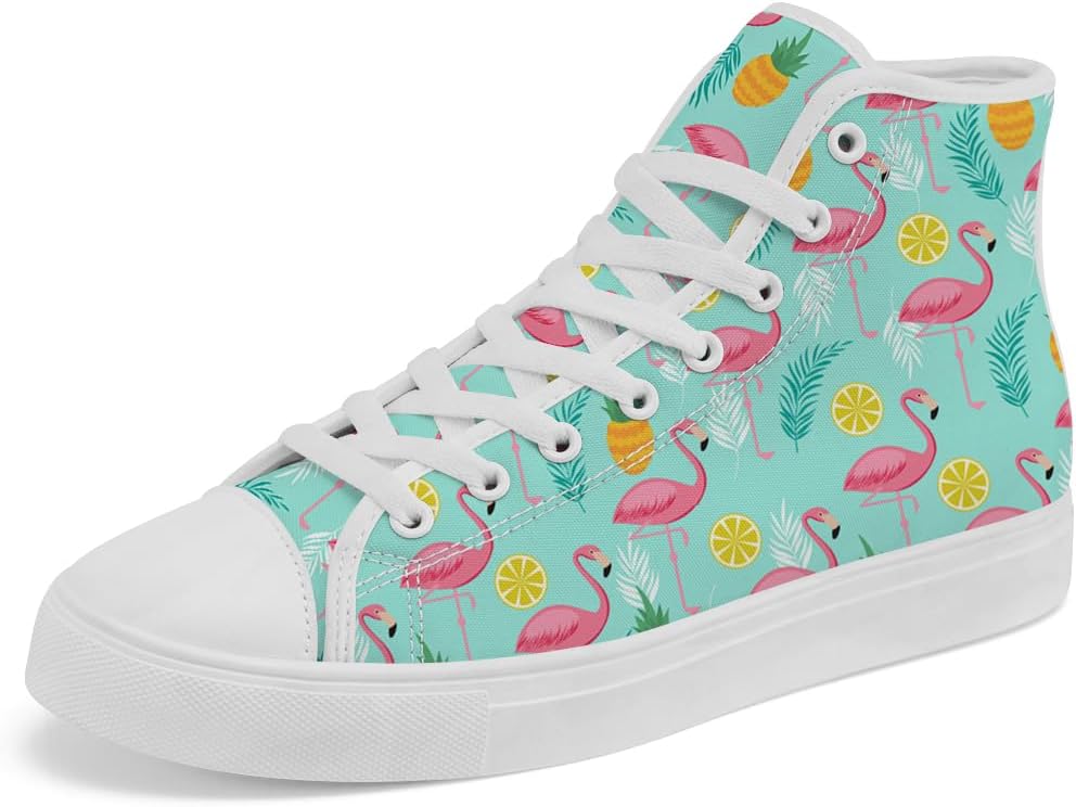 

Высокие кеды Flamingo для мужчин и женщин, тканевые кроссовки на шнуровке, повседневная обувь, подарок для мамы и папы Chebing, голубой