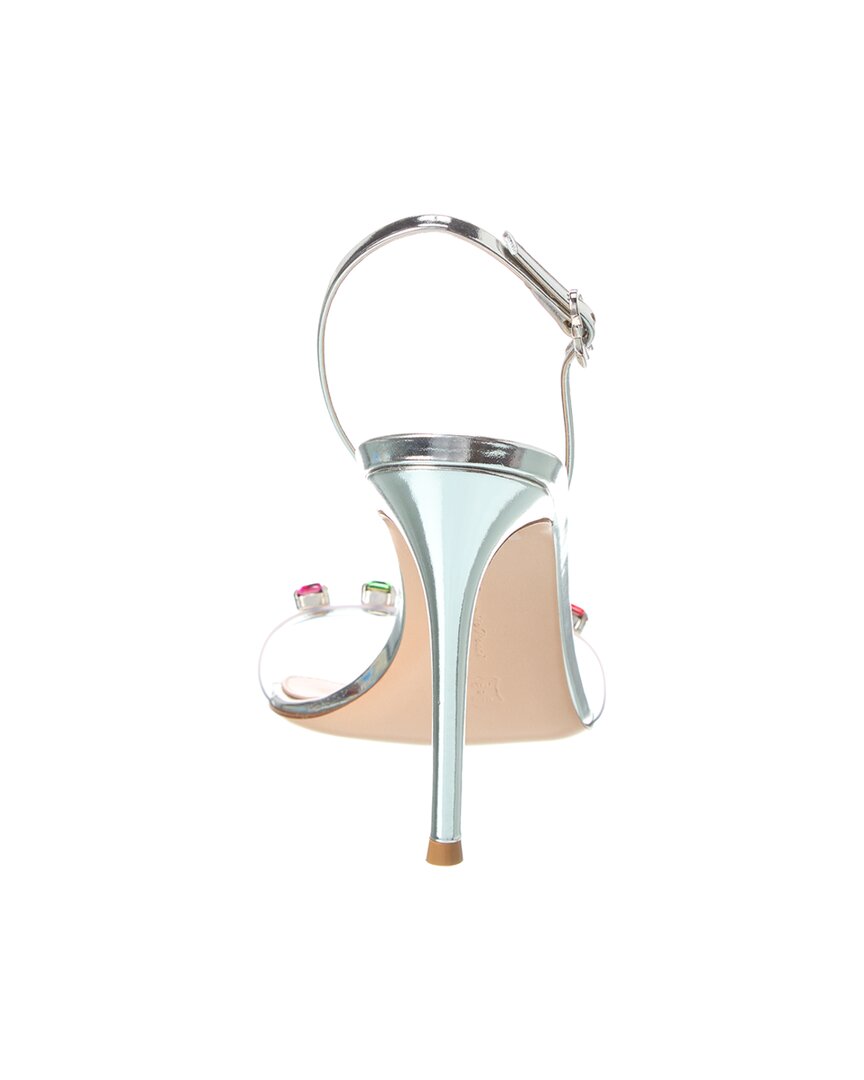 Gianvito Rossi Ribbon Candy 105 Босоножки на шпильке из винила и кожи с ремешком, мультиколор — фото 3