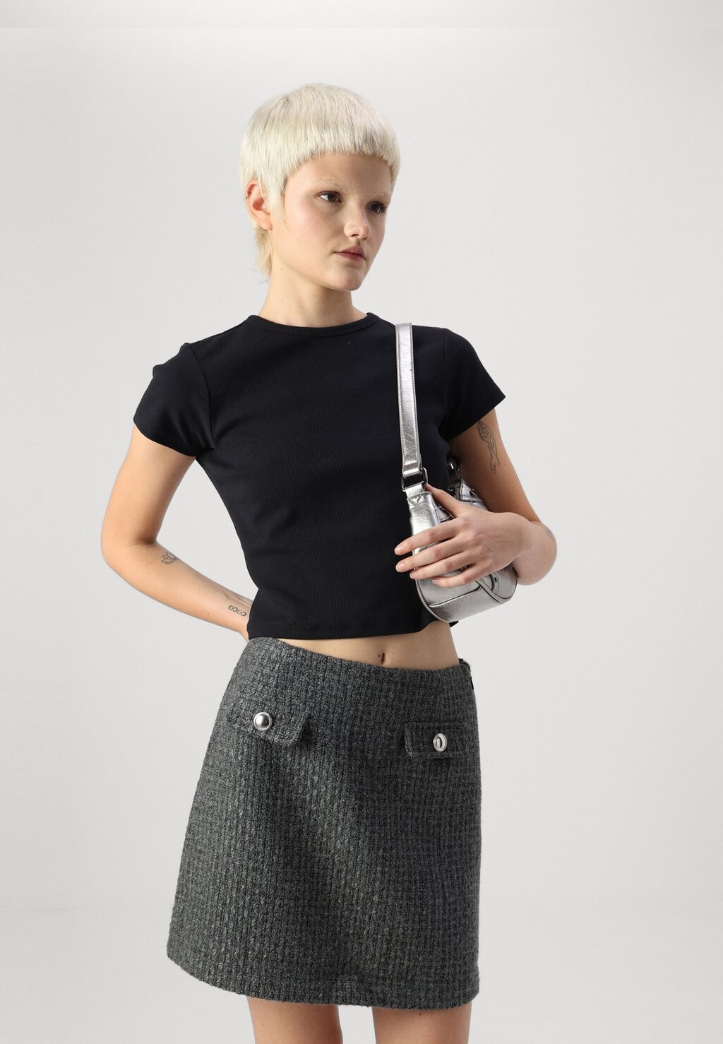 

Мини-юбка PCNUA SHORT SKIRT Pieces, серый