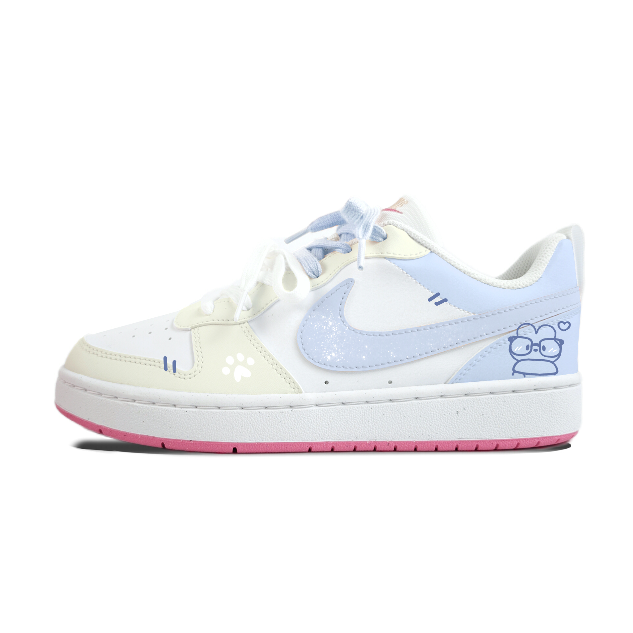 Court Borough Big Eyed Mismatched Slip Resistant Abrasion Resistant детские скейтбордические кроссовки Unisex Nike, белый — фото 3