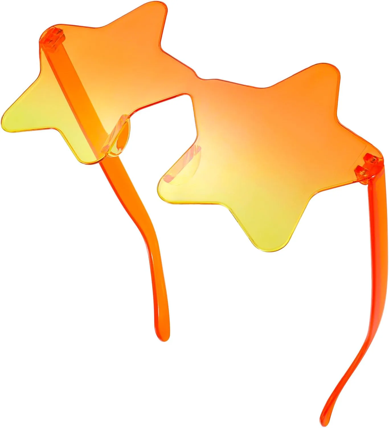 

2 шт. солнцезащитных очков без оправы в форме звезды, прозрачные, конфетного цвета, для рождественской вечеринки, в качестве подарка Dazzleimart, Orange Yellow