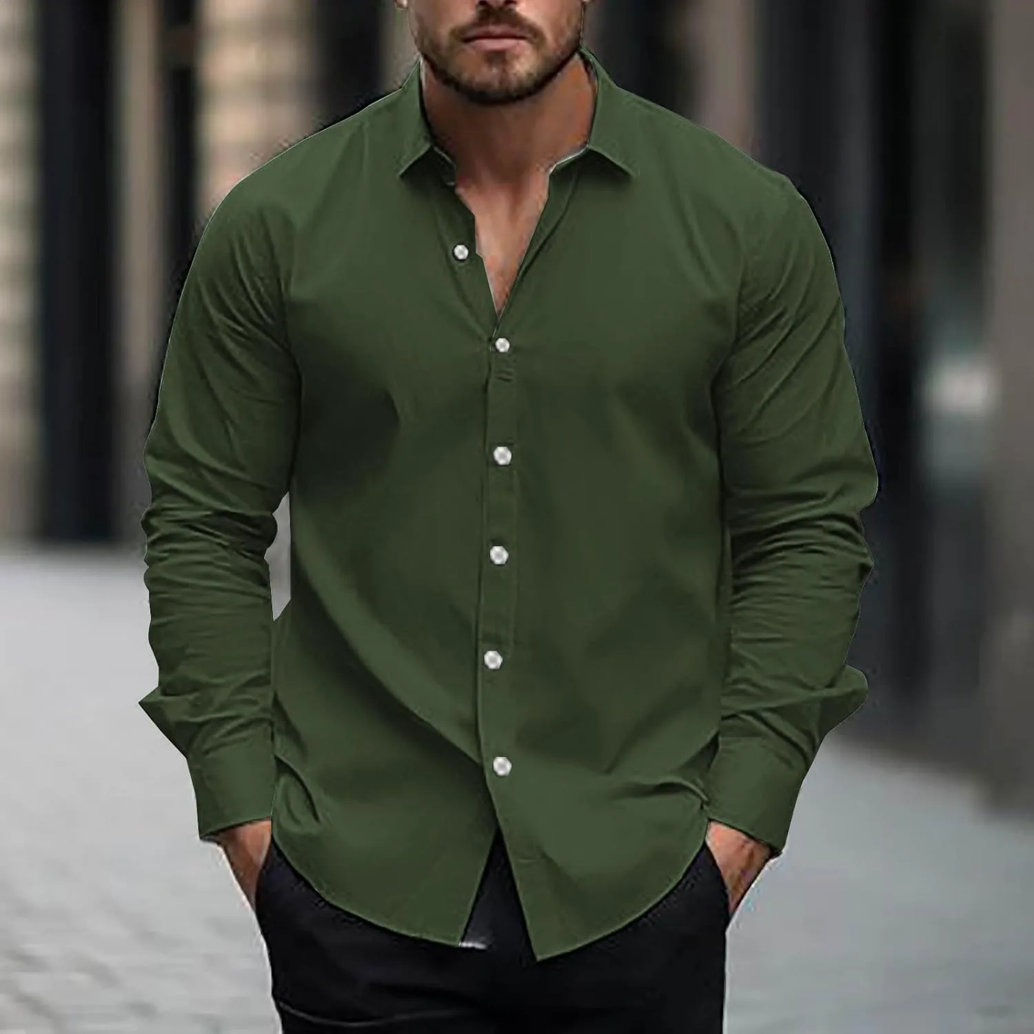 Мужская рубашка Slim Fit с длинным рукавом — фото 2