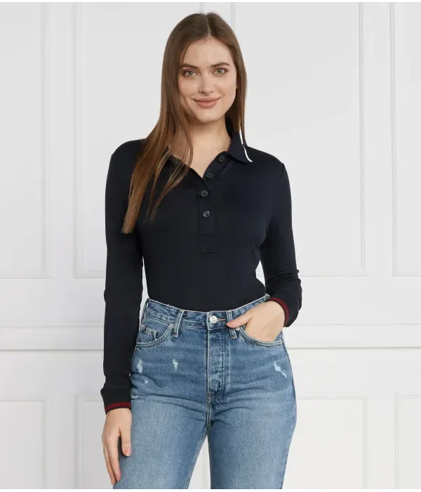 Поло SPLIT GLOBAL STR LS slim fit Tommy Hilfiger, темно-синий — фото 3