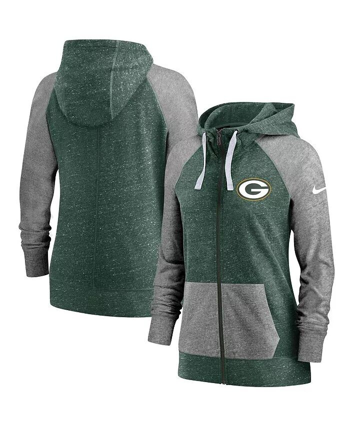 

Женская толстовка с капюшоном Green Bay Packers Gym Vintage Full-Zip цвета меланж/уголь Nike