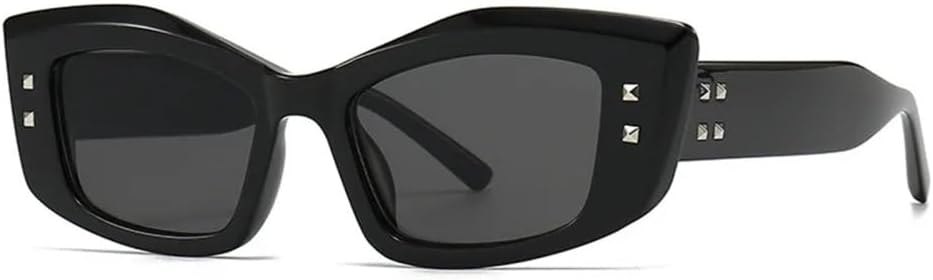 

Ретро-солнцезащитные очки «кошачий глаз» с заклепками для женщин, модные квадратные солнцезащитные очки с защитой от УФ-излучения UV400 для мужчин и водителей MTZJH, C1 Black Black