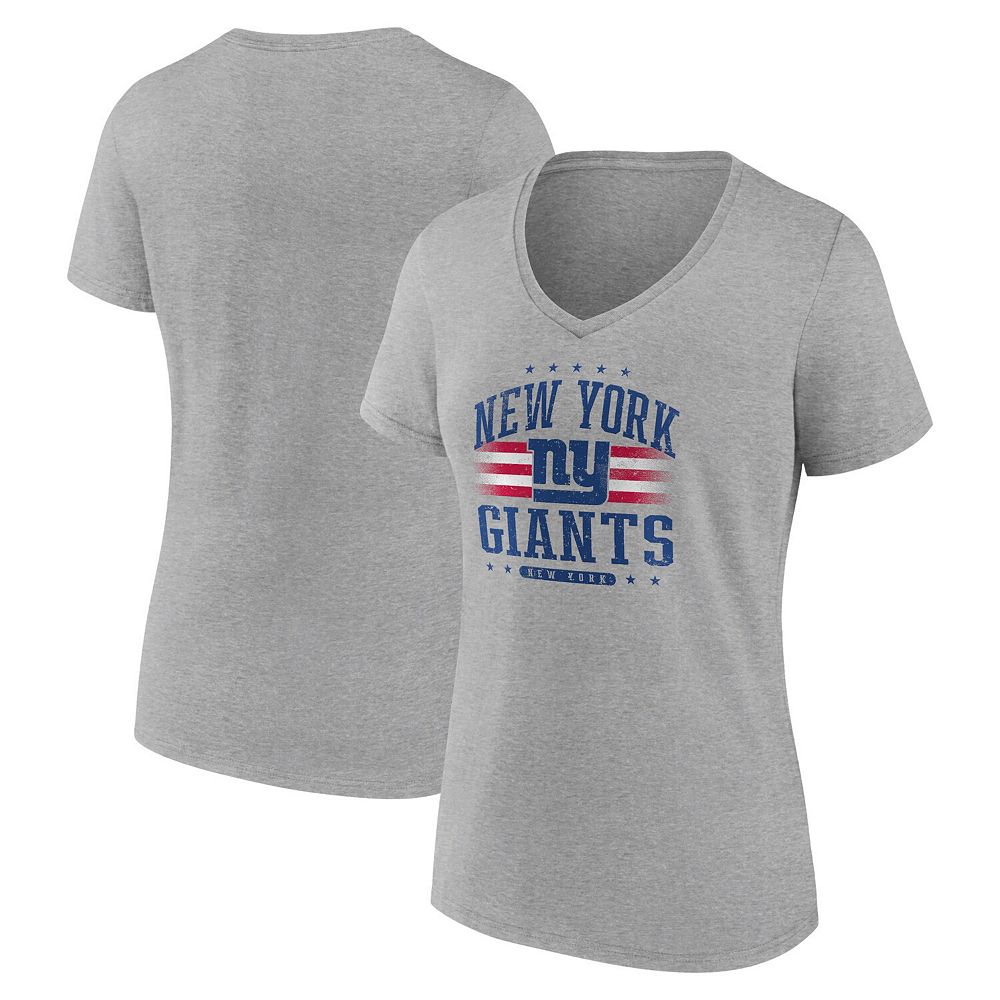 

Женская футболка Fanatics Heather Grey New York Giants Americana с v-образным вырезом Fanatics Brands - White Label, цвет Gia Grey