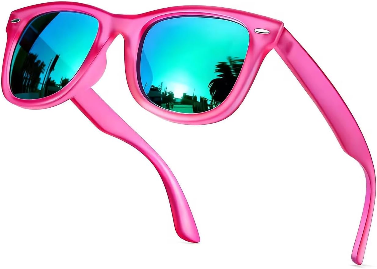 

Поляризованные солнцезащитные очки SIPHEW для женщин и мужчин - UV400, зеркальные, для пляжа, дизайнерские модные солнцезащитные очки унисекс, средний размер, A1 Hot Pink Green Mirror Lens