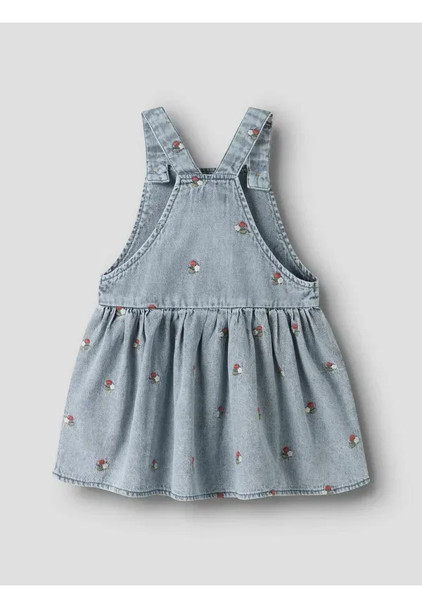 Платье джинсовое с вышивкой Lil' Atelier, средне-синий деним — фото 2
