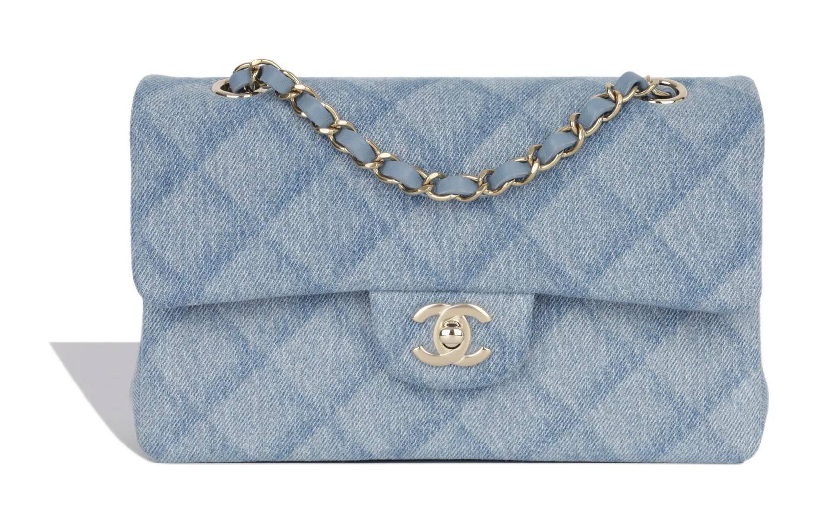 

CHANEL Классический клатч CF Denim, наплечная сумка Trumpets, женская, Light Blue