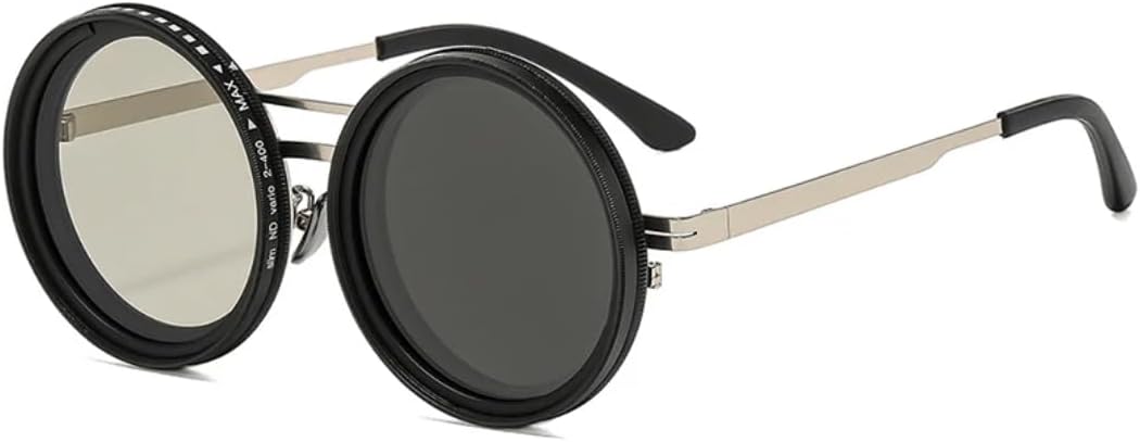 

Ретро круглые панк-солнцезащитные очки для мужчин и женщин для занятий спортом на открытом воздухе, защита от УФ-излучения UV400, регулируемые солнцезащитные очки с затемнением TVTBBVV, Silver-4