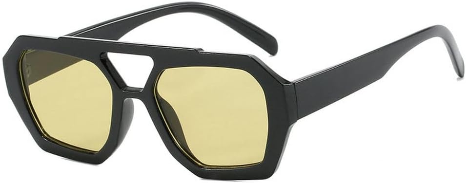 

Ретро солнцезащитные очки с двойной перемычкой для женщин, модные очки с прозрачными линзами Ocean, трендовые солнцезащитные очки Polygon с защитой от УФ-излучения UV400 для мужчин TKKTLLT, Black Olive