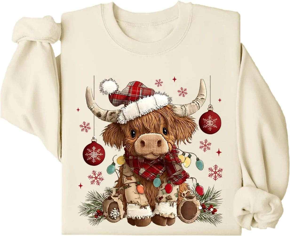 

Свитшот с рождественской коровой Highland Cow Racsea
