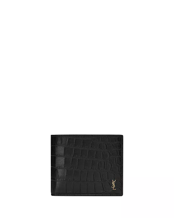 

Миниатюрный кошелек Cassandre East/West из матовой кожи с тиснением под крокодила. Saint Laurent, черный