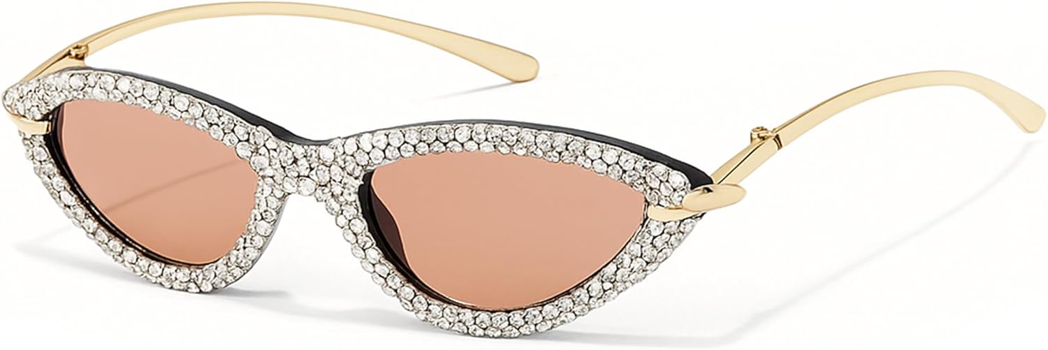 

Модные солнцезащитные очки Bullabulling с блестящими стразами, узкой овальной формы, для женщин, стильные очки «кошачий глаз», хрустальные солнцезащитные очки, Black/Tea