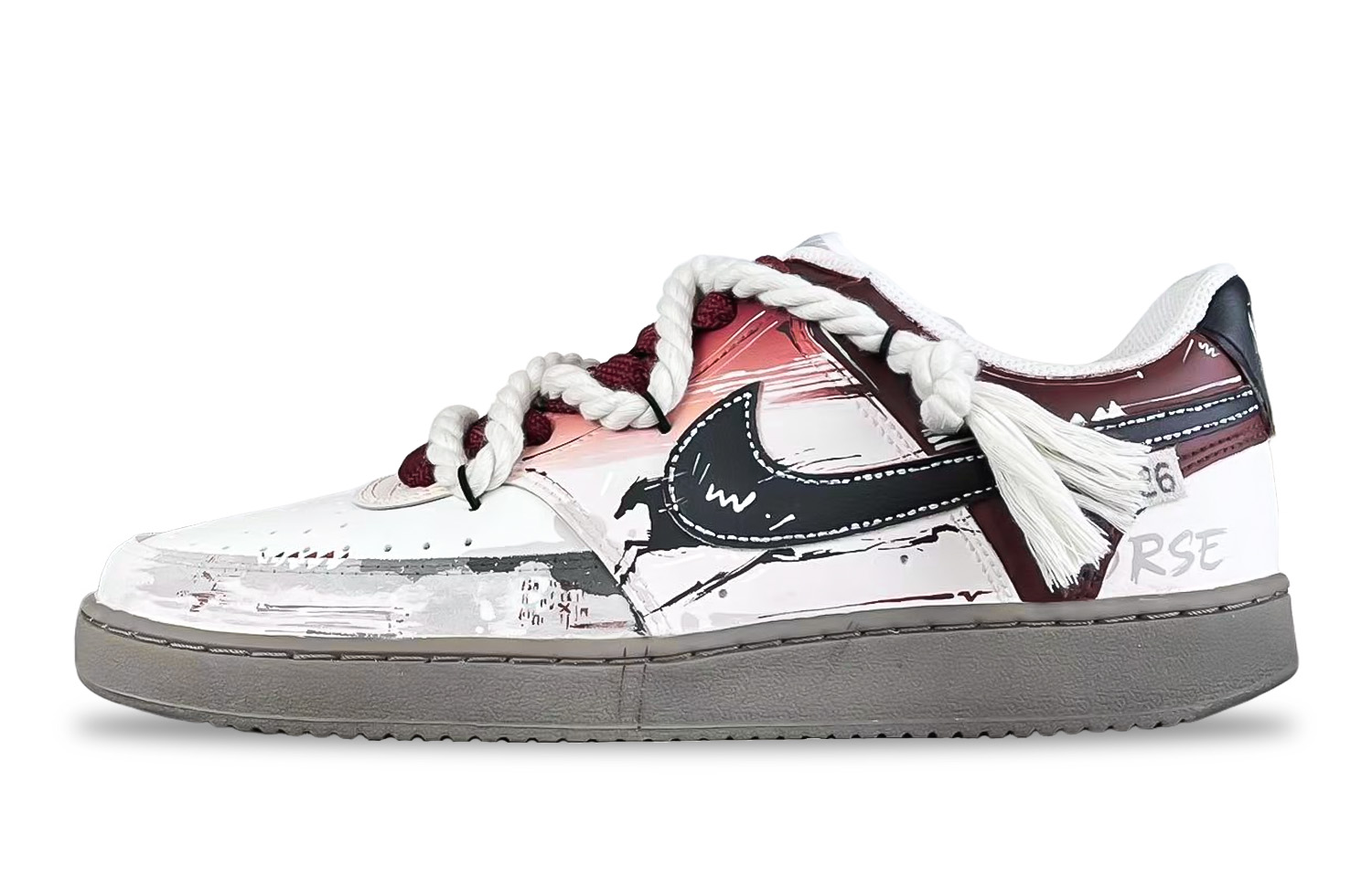 

Nike Court Vision Fairyland, износостойкие низкие скейтбордистские кроссовки для критических моментов, унисекс, белый, серый, красные