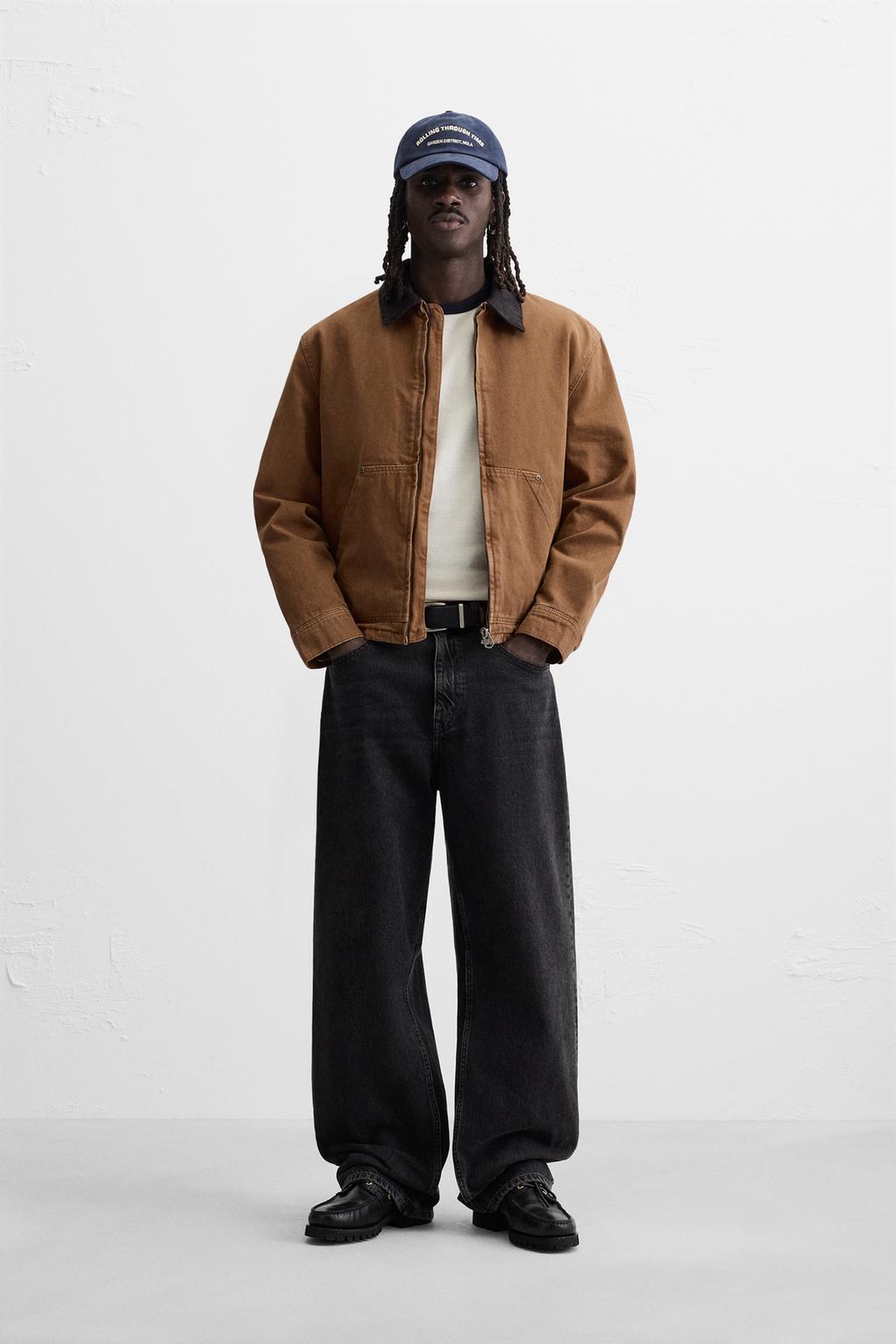 

Куртка с контрастным воротником ZARA, цвет Brick