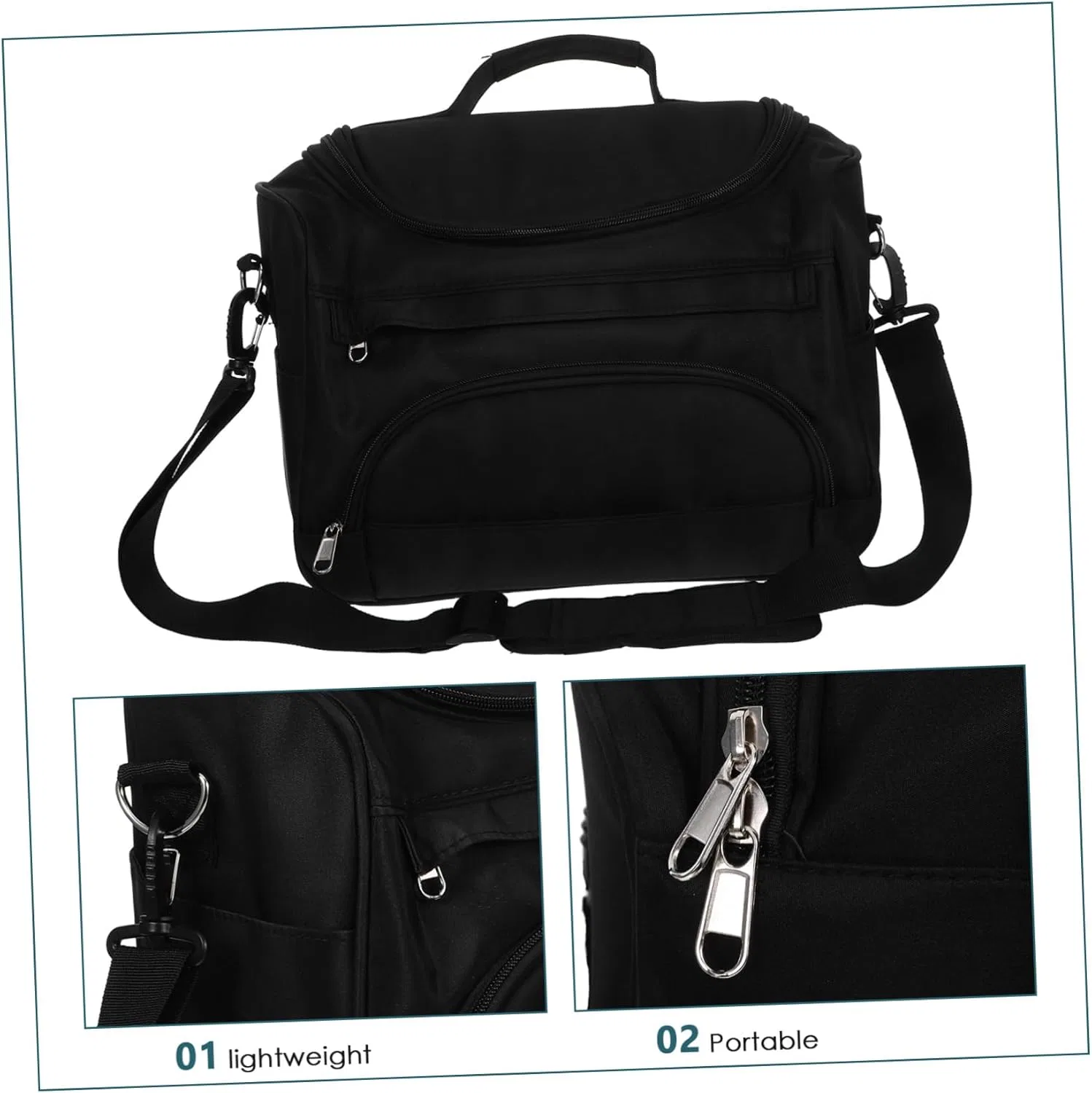 Сумка-органайзер для парикмахерских инструментов minkissy, с наплечным ремнем, черный — фото 3