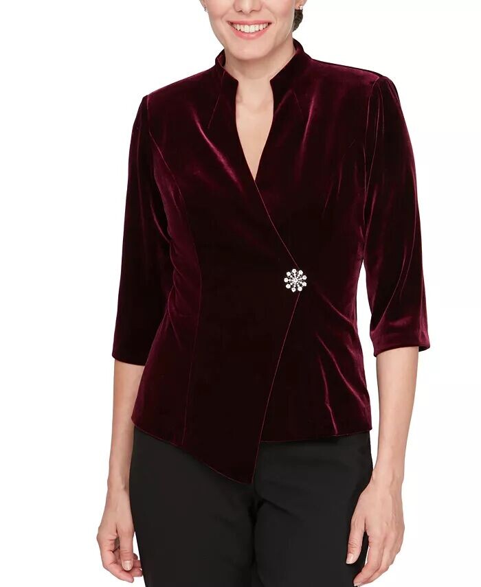 

Асимметричный топ Petite Velvet с высоким воротником Alex Evenings, фиолетовый