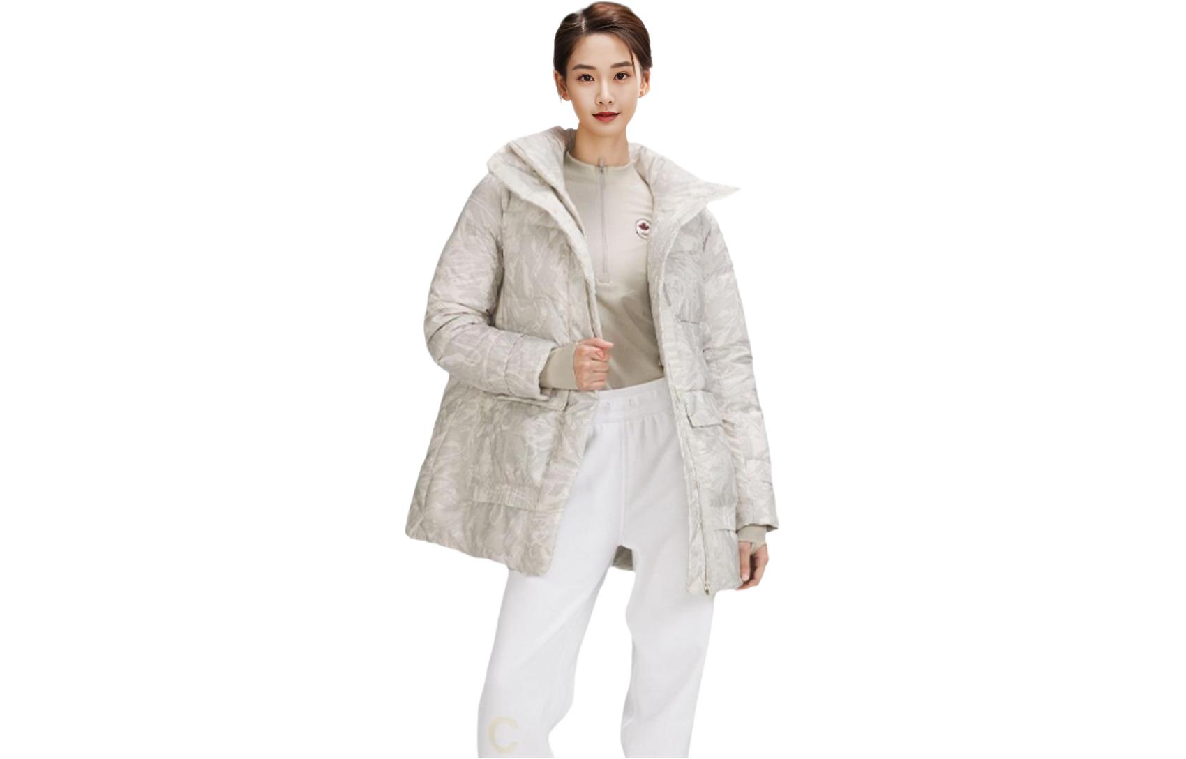 

Куртка пуховая женская серо-белая Lululemon, Gray White/MPLN, Белый, Куртка пуховая женская серо-белая Lululemon, Gray White/MPLN