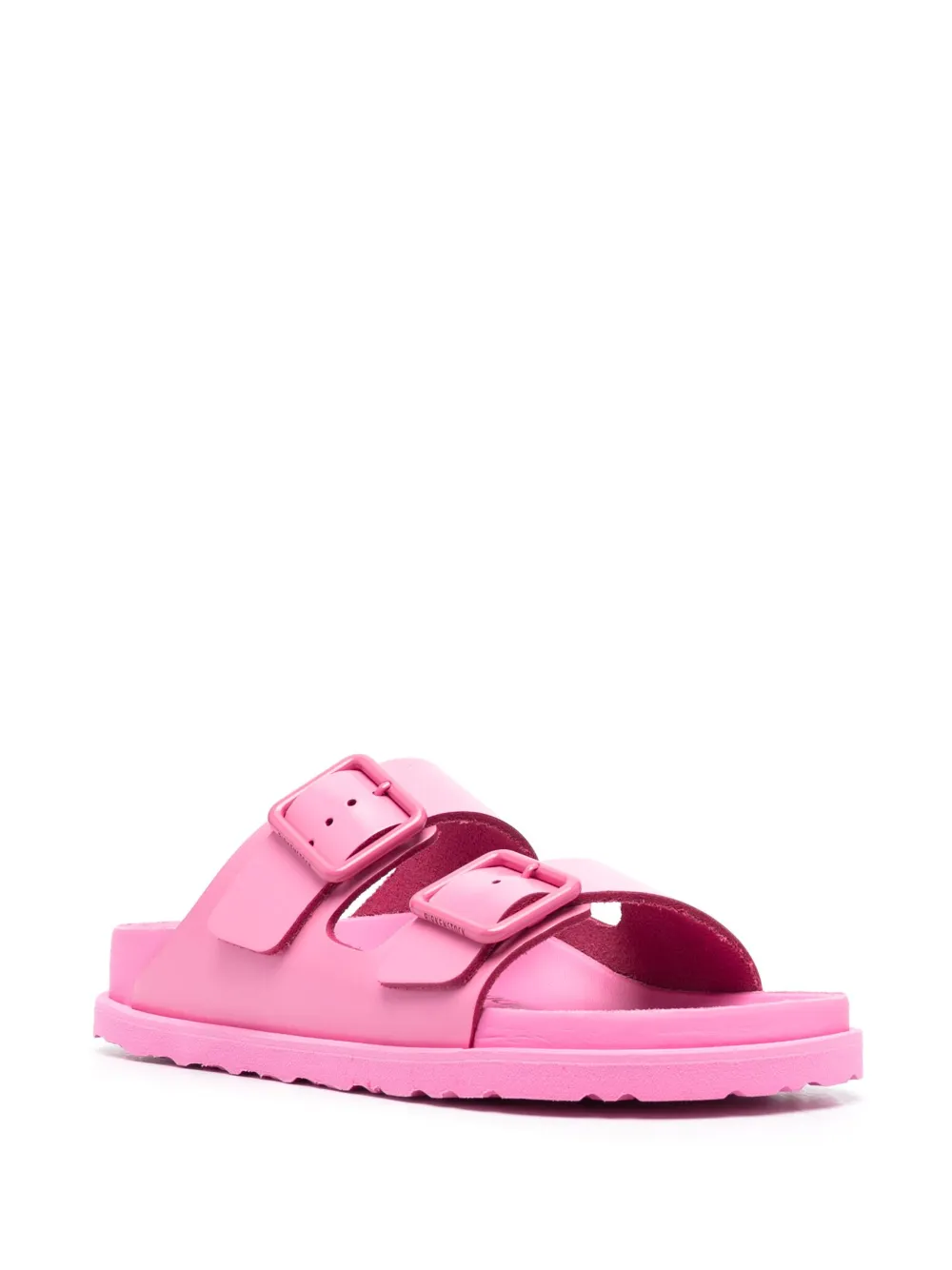 Шлепанцы с тисненым логотипом и открытым носком BIRKENSTOCK, розовый — фото 2